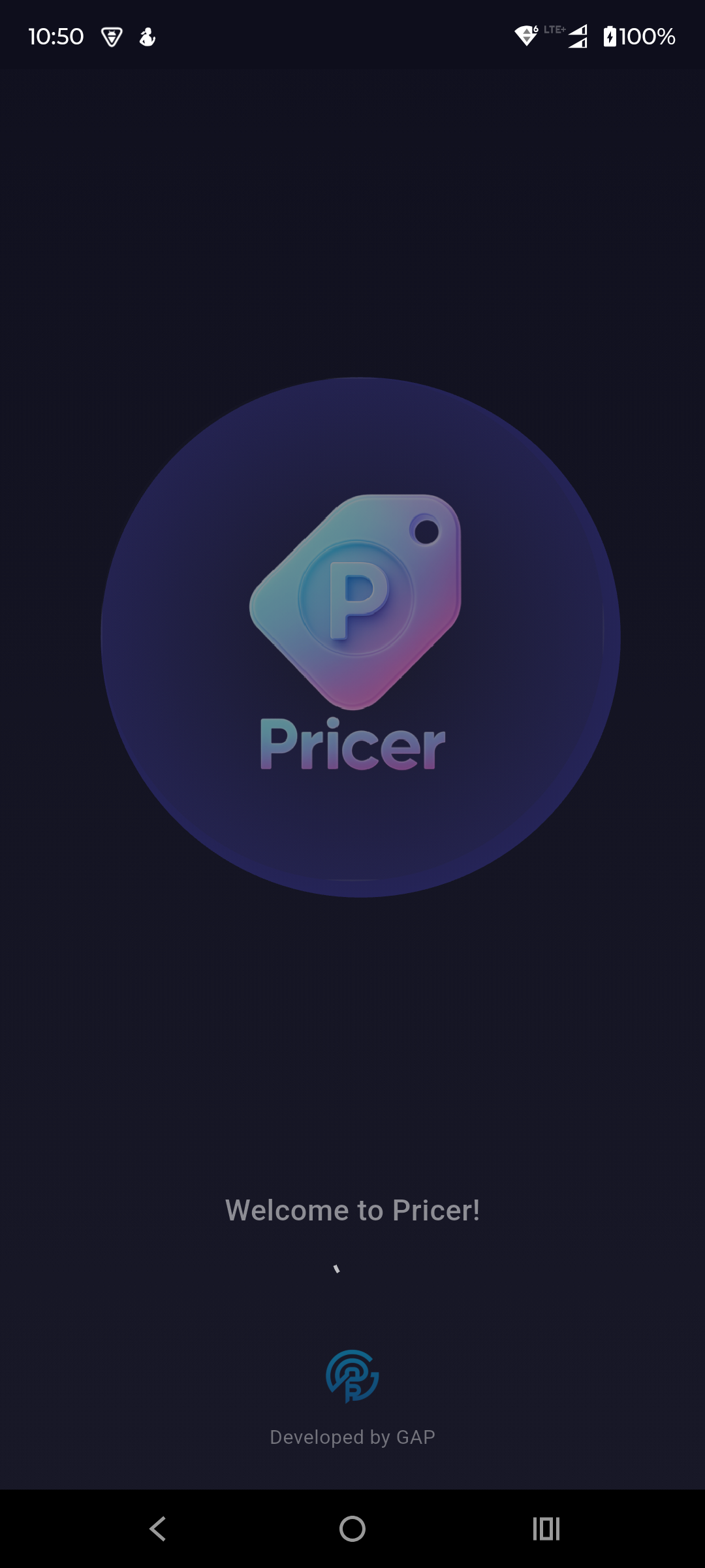 Pricer — ekran powitalny